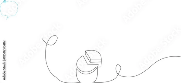 Fototapeta Continuous Line Pie Chart with Trend Line for Financial Data Analysis