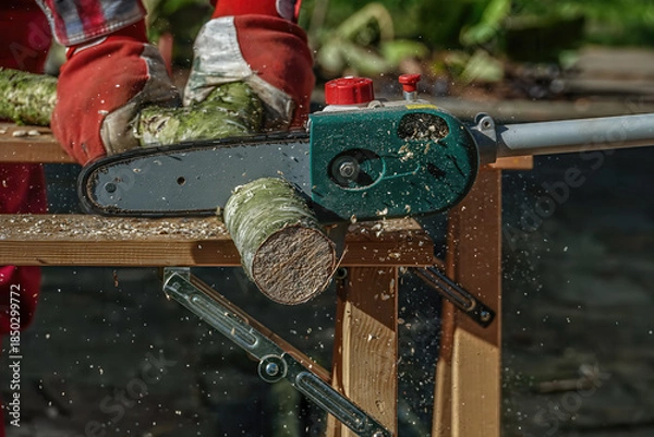 Obraz Holz draussen sägen