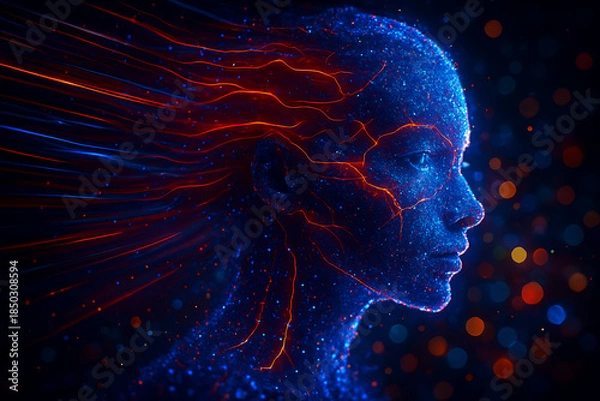 Obraz Futuristic neural network human profile