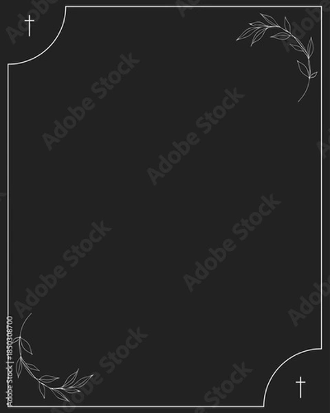 Fototapeta Black background on funeral. empty card