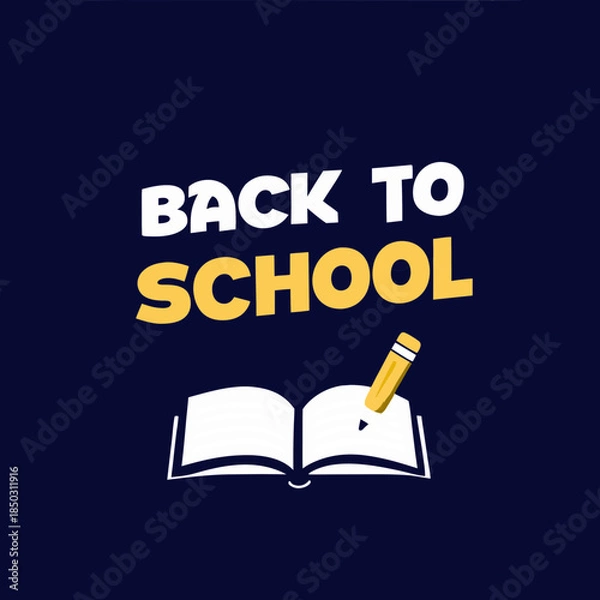 Obraz Creative back to school typography with books and pen icons vector