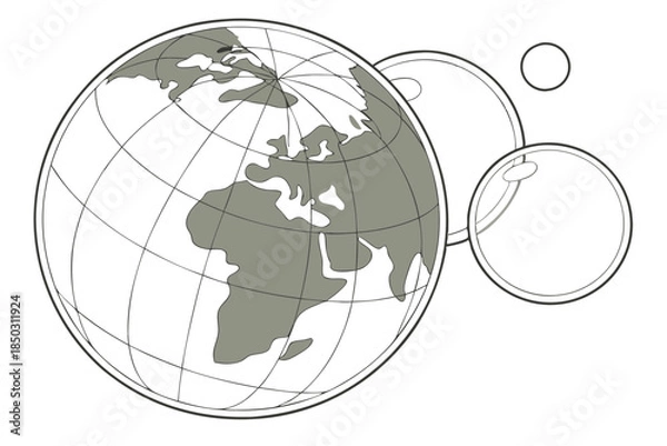 Obraz Transparent globe of Earth realistic world map with shadow and texture