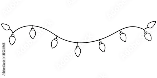 Obraz Christmas lights vector line art on white background festive decoration