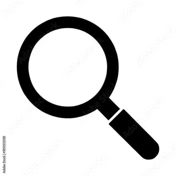 Obraz Solid black magnifying glass icon simple design magnifier illustration
