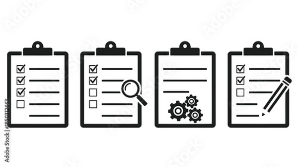 Obraz Clipboard Checklist Documents with Icons.