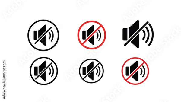 Obraz Mute Speaker Icons Set on White Background.