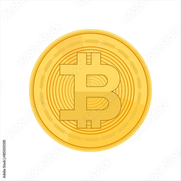 Obraz Bitcoin cryptocurrency. coin on a white background. vector illustration