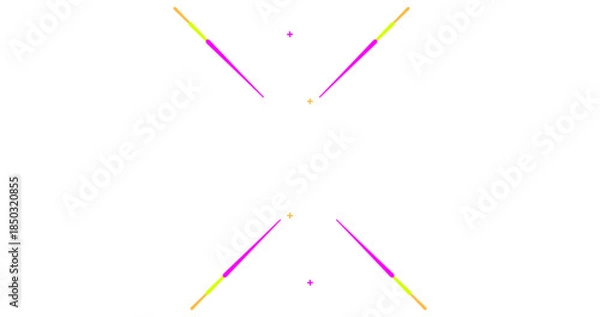 Obraz Vibrant neon lines intersecting on black background