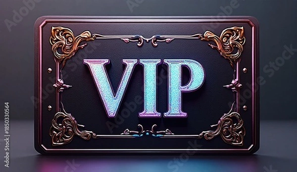 Obraz glamour vip membership badge gold sparkle rainbow effect
