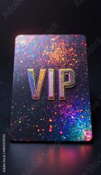 Obraz vip status symbol glitter gold on sparkling card