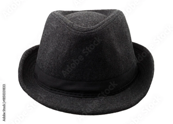 Obraz Classic black wool hat placed on a white background