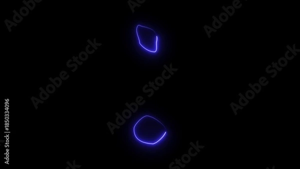 Obraz Two blue neon eye shapes on black background