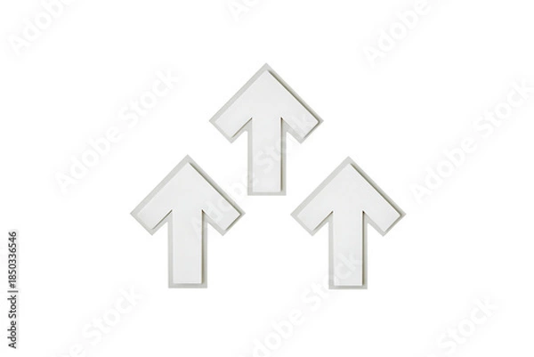 Obraz Three white arrows pointing upwards isolated on white background