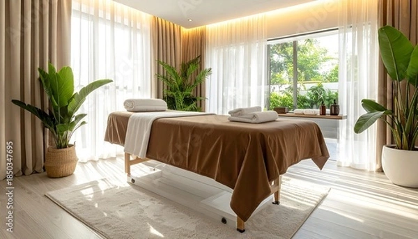 Fototapeta シンプルで洗練されたエステサロンの内装がおしゃれな美容体験を想起させる空間