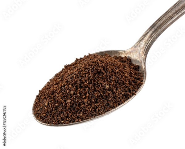 Obraz Ground coffee on spoon isolated on transparent background