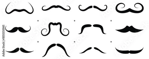 Obraz Mustache Silhouette Set