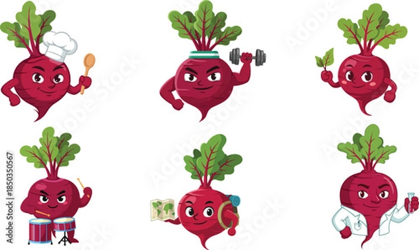 Obraz beetroot mascot character collection flat food vector