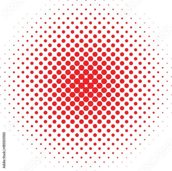 Obraz Vibrant red halftone circle gradient background with a retro comic book pop art texture effect