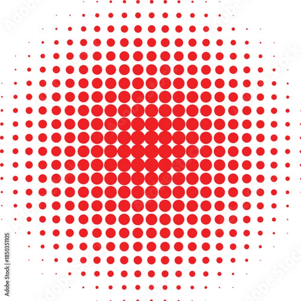 Obraz Vibrant red halftone circle gradient background with a retro comic book pop art texture effect