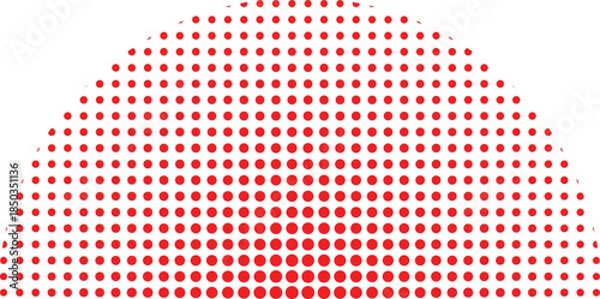 Obraz Abstract red halftone semi-circle pattern graphic design element with a subtle gradient fading to white background