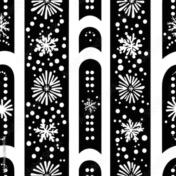 Obraz Abstract geometric holiday arch with snowflake border Repeating Pattern Tile Repeating Pattern Tile