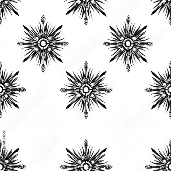 Obraz Abstract geometric snowflake pattern repeating tile Repeating Pattern Tile Repeating Pattern Tile