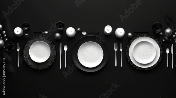 Obraz Minimalist holiday tablescape with geometric elements