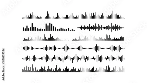 Obraz Sound Waveform Graph Black White Illustration.