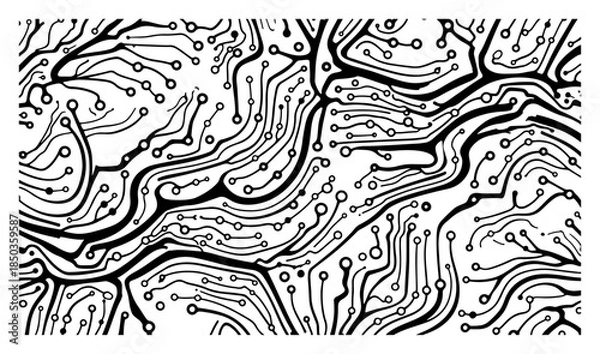 Obraz Abstract organic circuit board pattern resembling tree roots and technology connection