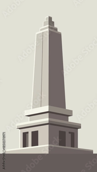 Obraz Stylized monument with geometric shapes and layered tiers.