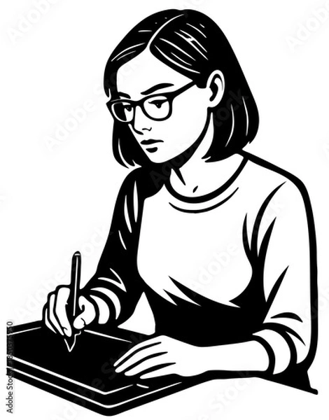 Obraz Graphic designer working diligently with a tablet while creating unique designs