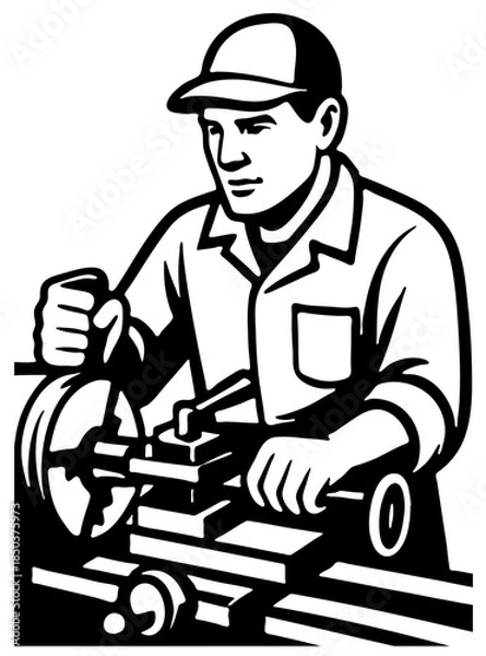 Obraz Turner operating a machine to create precision parts