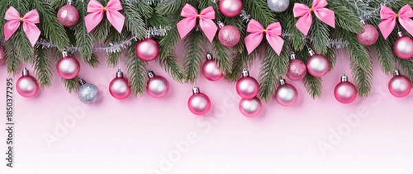Obraz pink background with christmas decoration