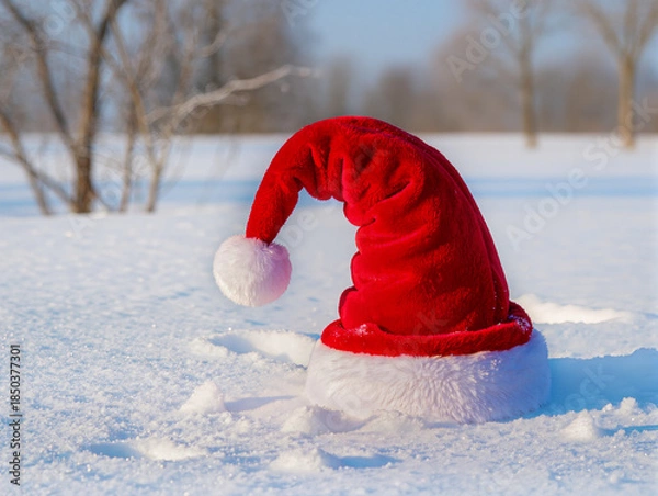 Obraz santa claus hat on snow