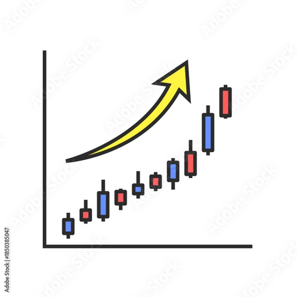 Obraz 株価、投資、ローソク足、利益、資産運用、キャピタルゲインの増減