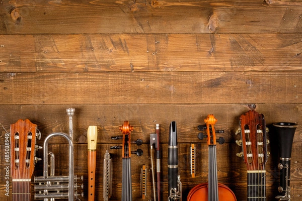 Fototapeta instrument in wood background