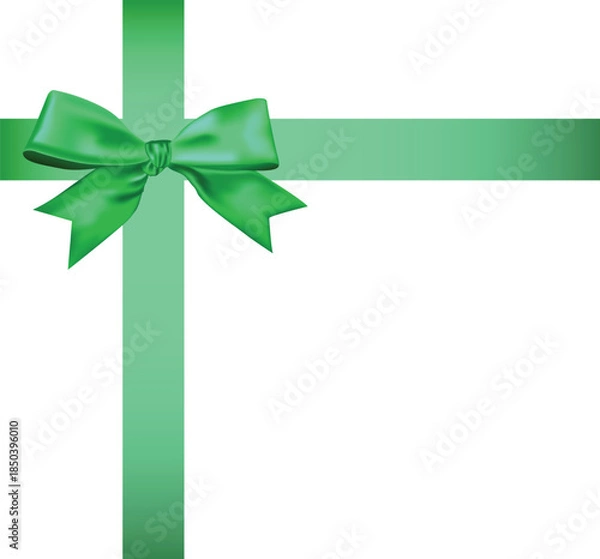 Fototapeta Green Gift Ribbon Bow on White Background