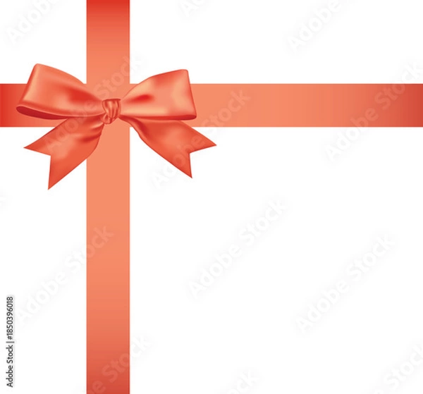 Fototapeta Red Gift Ribbon Bow on White Background