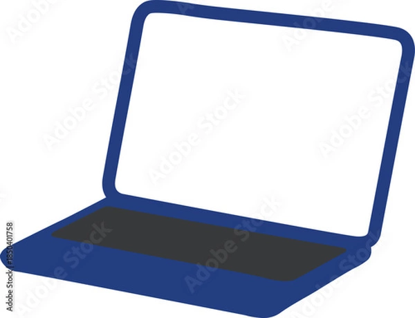 Fototapeta Open laptop computer with blank screen, representing digital workspace, online learning, remote work, and modern technology concept on isolated background.
