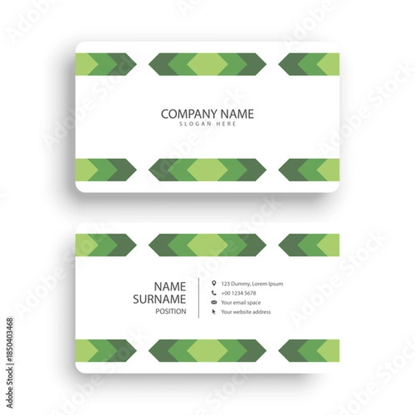 Obraz Business card design with green arrows pattern.