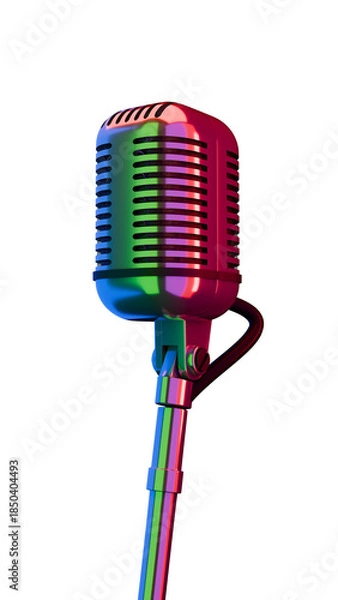 Obraz Microfono vintage su sfondo trasparente, rendering 3d
