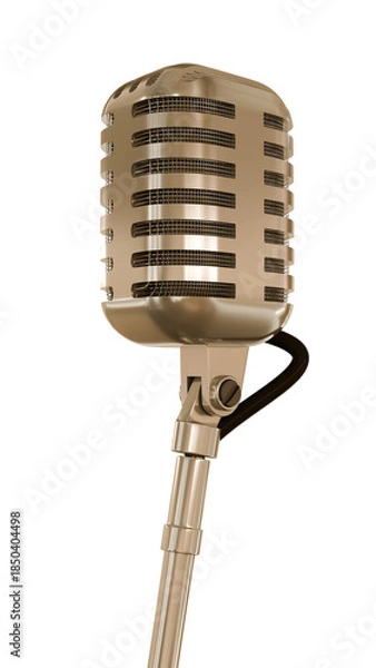 Obraz Microfono vintage su sfondo trasparente, rendering 3d