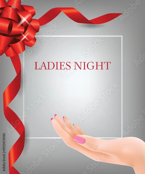 Obraz Ladies night lettering with ribbons and dessert