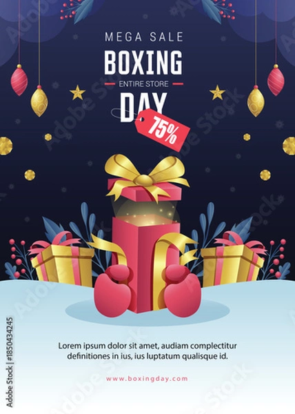 Obraz Boxing Day Sale Promotional Background with Gifts