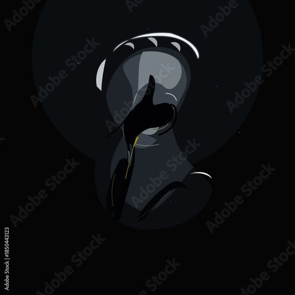 Fototapeta wolf and moon