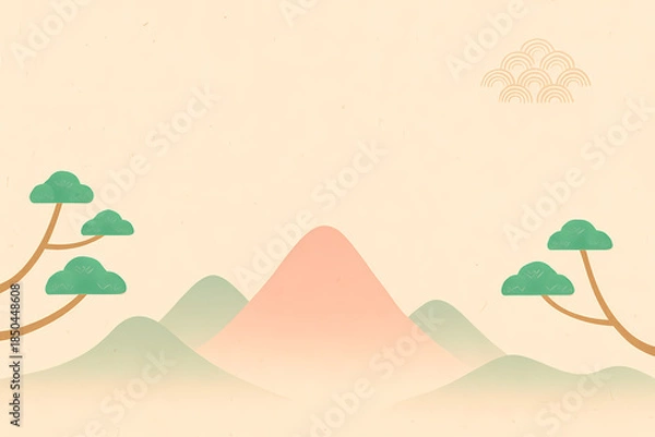 Obraz Mountain Landscape Frame Background in Warm Beige Tones