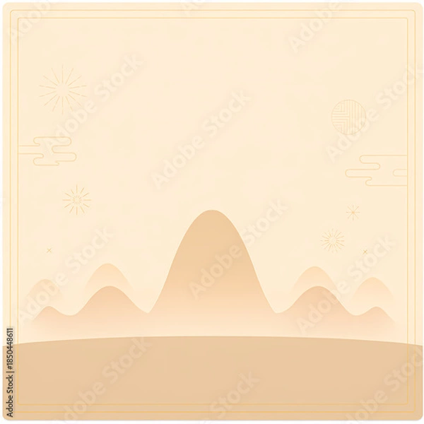 Obraz Mountain Landscape Frame Background in Warm Beige Tones