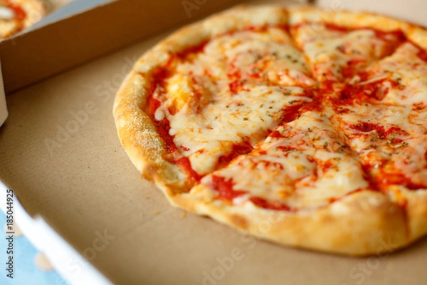 Fototapeta View from above. Pizza delivery. Pizza menu.