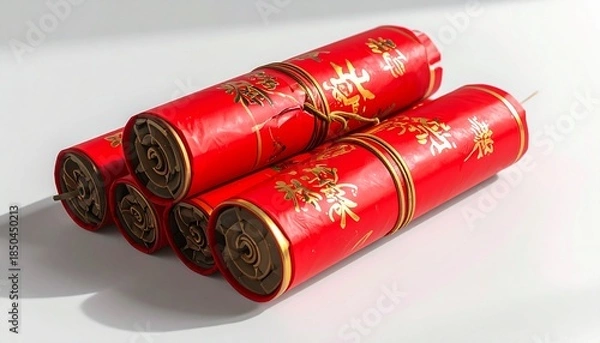 Obraz Red Firecrackers with Golden Decorations