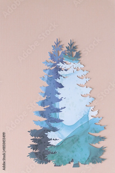 Obraz two decorative paper tree contours on pink